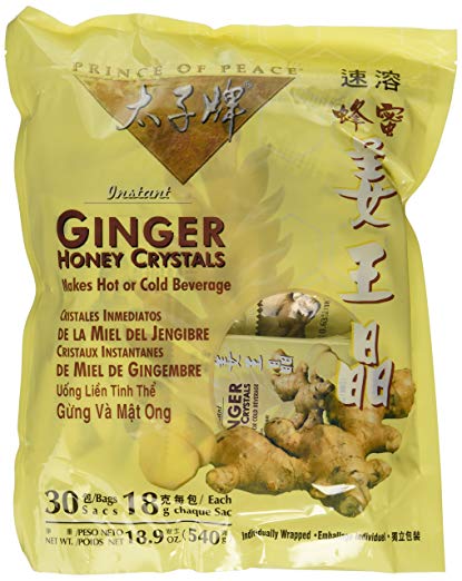 Instant Ginger Honey Crystals Pack of 30 Bags - 18 g Sachets - 3 Pack