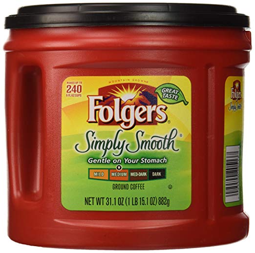 Folgers Simply Smooth Ground Coffee, Medium Roast, 31.1 Ounce