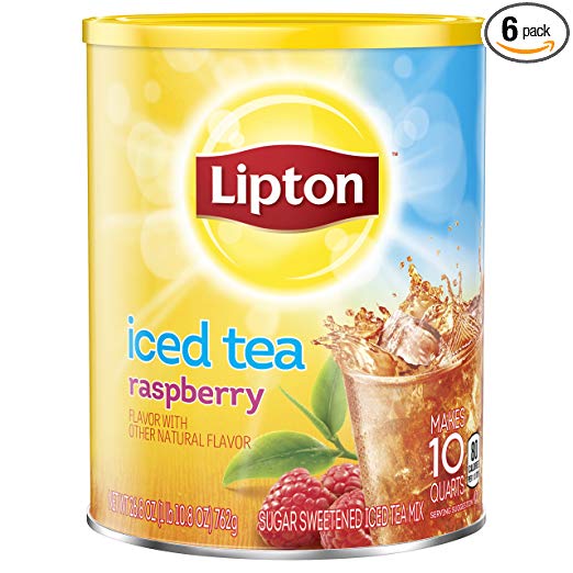 Lipton Iced Tea Mix, Raspberry 10 qt, (Pack of 6)