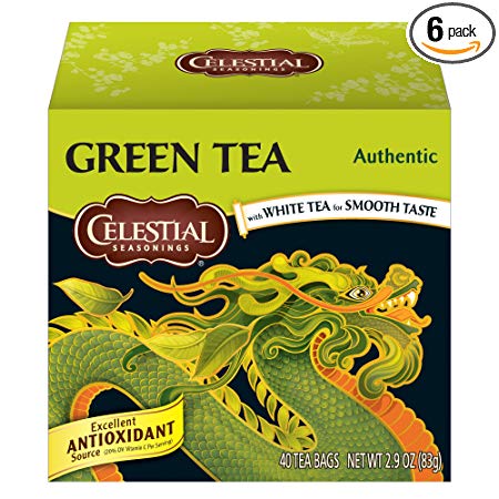 Celestial Seasonings Green Tea, Authentic, 40 Count (Pack of 6)