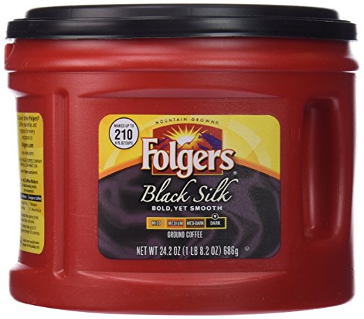 Folgers Black Silk, Dark Roast Ground Coffee, 24.2 Ounce