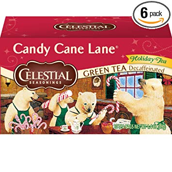 Celestial Seasonings Green Tea, Candy Cane Lane Decaf, 20 Count (Pack of 6)