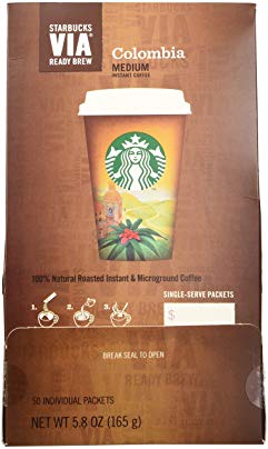 Starbucks VIA Ready Brew Coffee, Colombia, 3.3-Gram Packages,50 Count