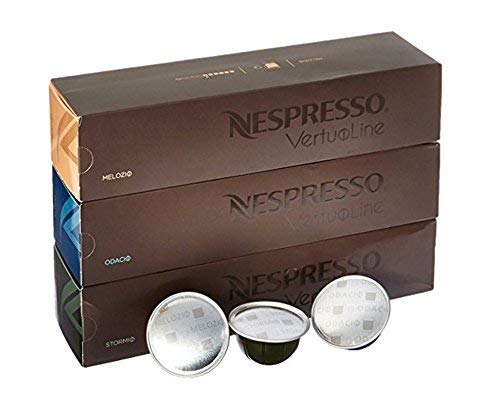 Nespresso Vertuoline Coffee Capsules Assortment - The Best Sellers: 1 Sleeve of Stormio, 1 Sleeve of Odacio and 1 Sleeve of Melozio for a Total of 30 Capsules