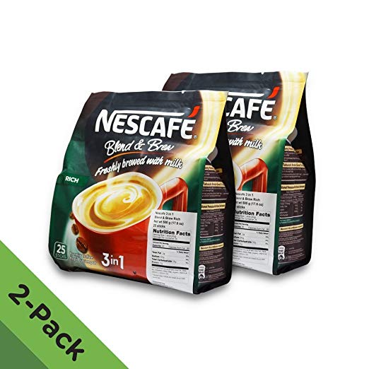 2 PACK - Nescafé 3 in 1 RICH Instant Coffee (50 Sticks TOTAL) ★ Made from Premium Quality Beans ★ Offers a Relaxing Flavor But with Strong, Solid Essence and Aroma ★ Has a Richer Taste than Nescafé 3 in 1 Original ★ Serve Hot or Cold ★ From Nestlé Malaysia