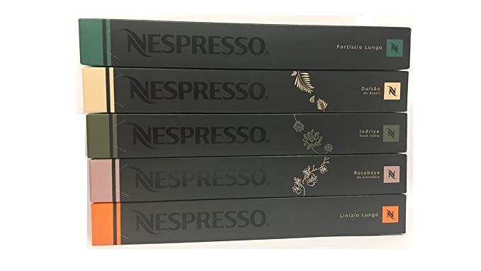 50 Nespresso OriginalLine Capsules - Luxury MIXED (New Linizio Lungo, Rosabaya, Dulsao, Indriya, Fortissio Lungo) - ''NOT compatible with Vertuoline''