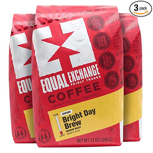 Equal Exchange Organic Ground Coffee, Bright Day Brew, 12-Ounce Bag (Pack of 3)