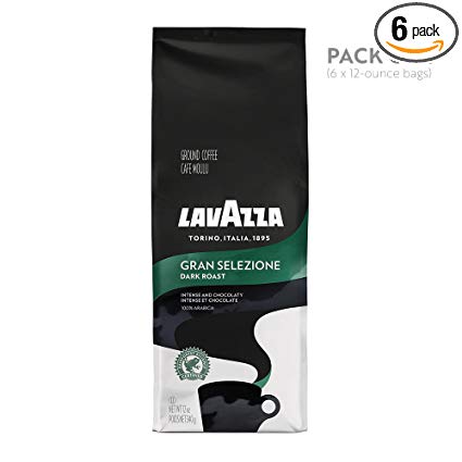 Lavazza Gran Selezione Ground Coffee Blend, Dark Roast, 12-Ounce Bags (Pack of 6)