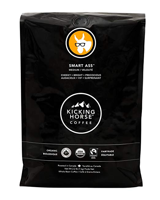 Kicking Horse Coffee, Smart Ass, Medium Roast, Whole Bean, 2.2 lb - Certified Organic, Fairtrade, Kosher Coffee