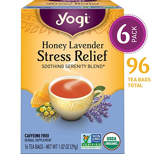 Yogi Tea - Honey Lavender Stress Relief - Soothing Serenity Blend - 6 Pack, 96 Tea Bags Total
