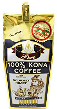 Kona Coffee, 100% Pure, Ground, Gourmet Roast 7 Ounce Bag by Mulvadi Corporation