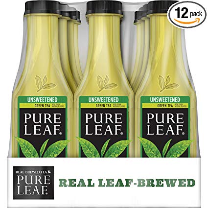 Pure Leaf Iced Tea, Unsweetened Green Tea, Real Brewed Tea, 0 Calories, 18.5 Ounce (Pack of 12)