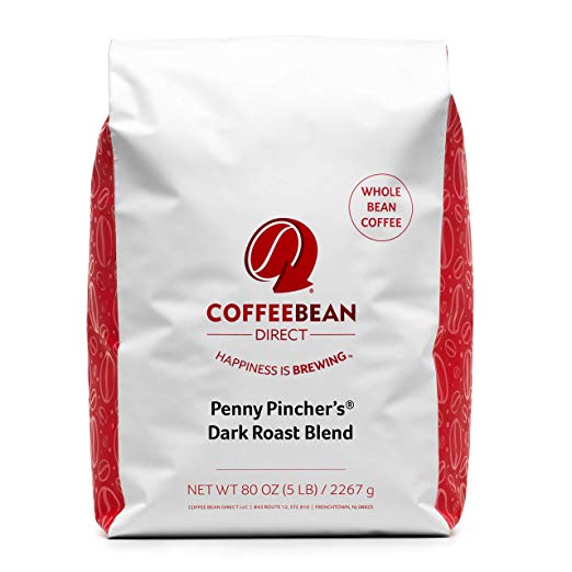 Coffee Bean Direct Penny Pincher's Dark Roast Blend, Whole Bean, 5 lb Bag