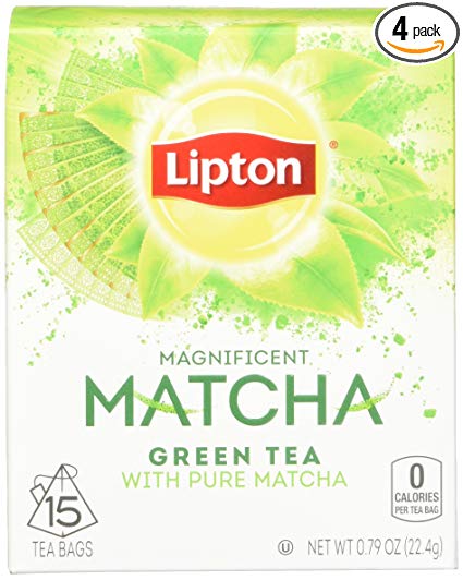 Lipton Green Tea Bags, Pure Matcha, 15 ct, Pack of 4
