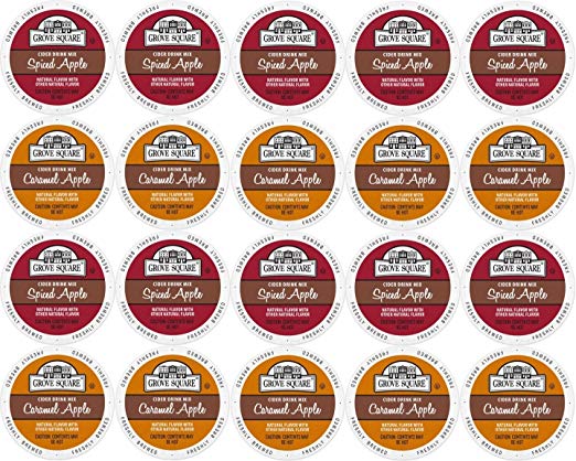 20-count Single Serve Cups for Keurig K-Cup Brewers Grove Square Apple Cider Variety Pack Featuring Spiced Apple Cider and Caramel Apple Cider Cups