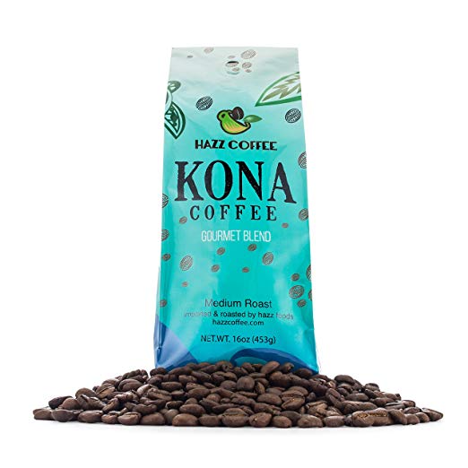 Hawaiian Kona Coffee (GOURMET BLEND) Whole Bean, Rich Medium-Dark Roast Flavor, 1 lb.
