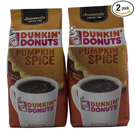 Dunkin Donuts Ground Coffee (Pack of 2) (Pumpkin Spice)11 oz (22 oz Total)