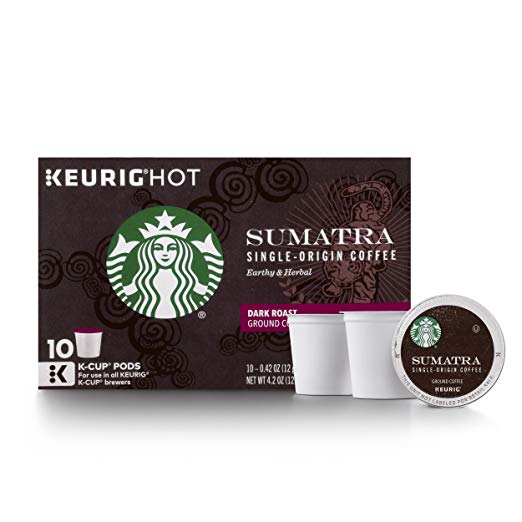 Starbucks Sumatra Dark Roast Single Cup Coffee for Keurig Brewers, 10 Count